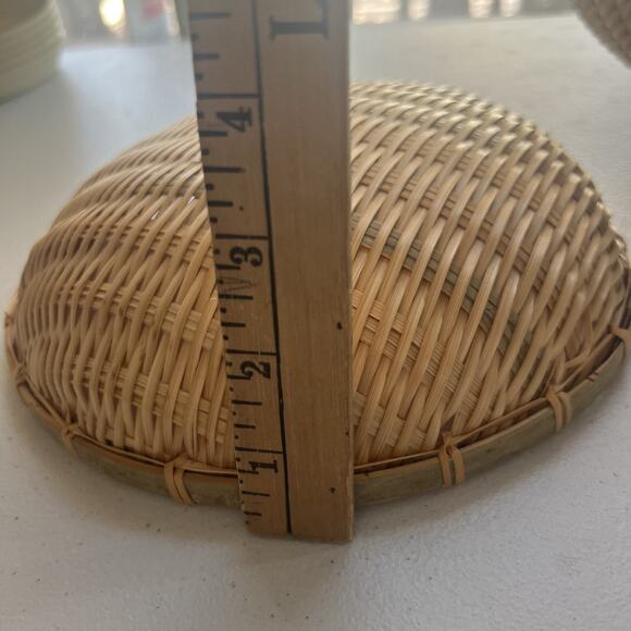 6 Nesting Brown Rounded Woven Wicker Rattan Basket Vegetable Fruit Boho Country - Picture 7 of 15
